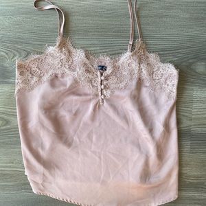 Abercrombie & Fitch Lace-Trim Cami in light pink